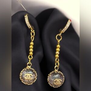 Earrings - pink Chanel zipper pulls/charms